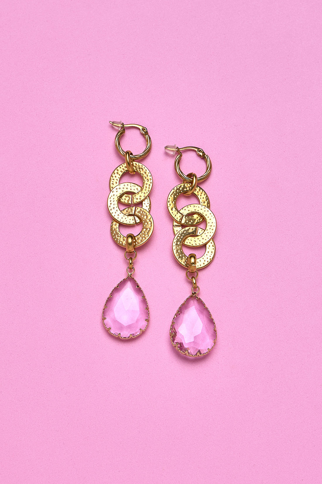 Pendientes Crystal Gota Rosa